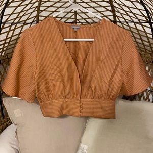 Cropped burnt orange striped shirt
